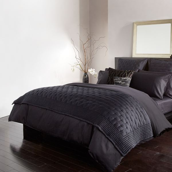 Essential Silk Bedspread Throw - Black